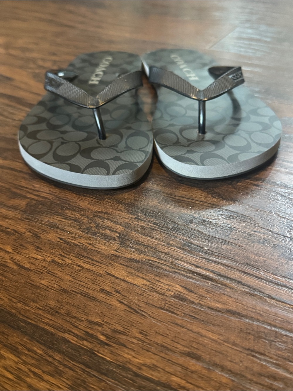 Coach Brown and Black Logo Flip Flop Sandals - Picture 8 of 12